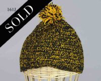 Woven cotton kufi hat in black & yellow. Hat 161J